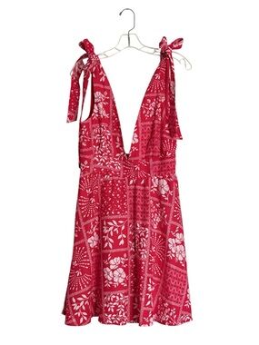 House of Harlow Linen Blend Tie-shoulder A-line Mini Dress Plunge V NWT